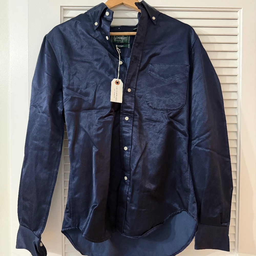 Gitman Bros. Vintage Navy Long Sleeve Shirt – Men’s Small – Cotton Rayon – Union